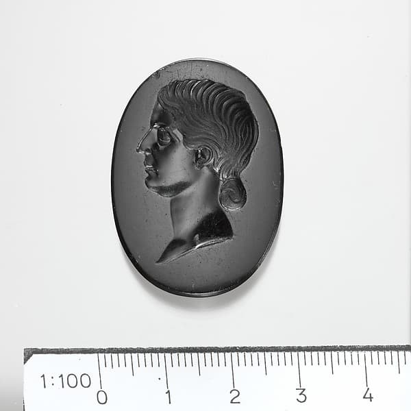 Black jasper intaglio portrait of a Roman lady