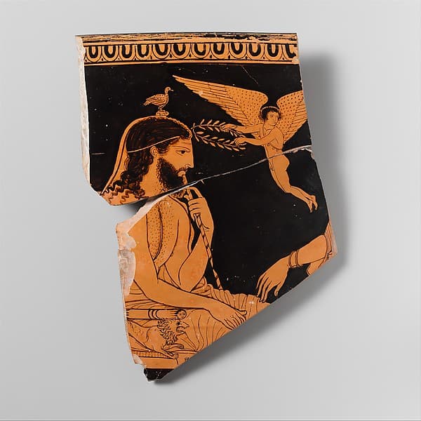 Fragment of a terracotta skyphos (deep drinking cup), by Palermo Painter