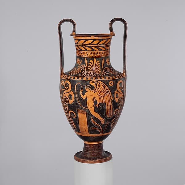 Terracotta nestoris (two-handled jar), by Primato Painter