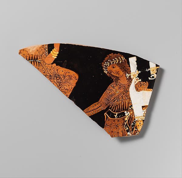 Fragment of a terracotta calyx-krater (mixing bowl), by Black Fury Painter