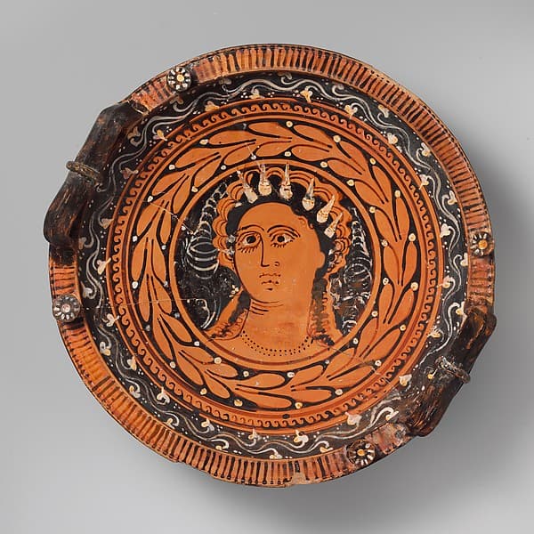 Terracotta lekanis (dish), by Baltimore Painter