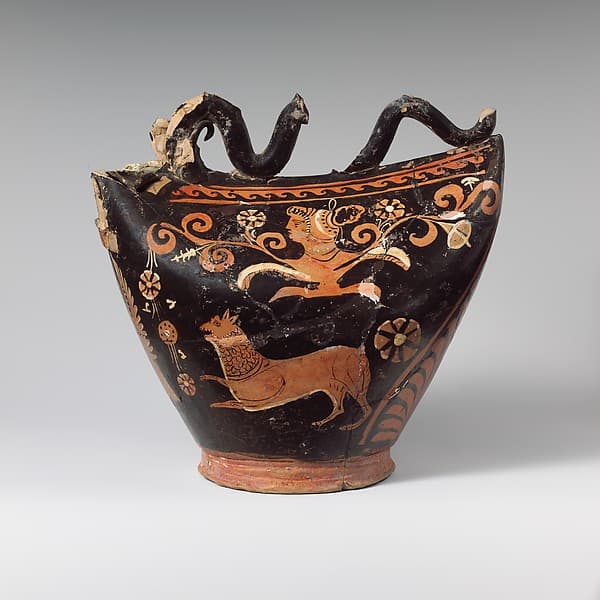 Terracotta askos (flask with a handle over the top), by Mignot Painter
