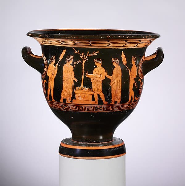 Terracotta bell-krater (bowl for mixing wine and water), by Nikias Painter