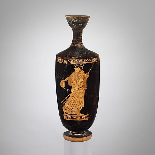 Terracotta lekythos (oil jar), by Oionokles Painter