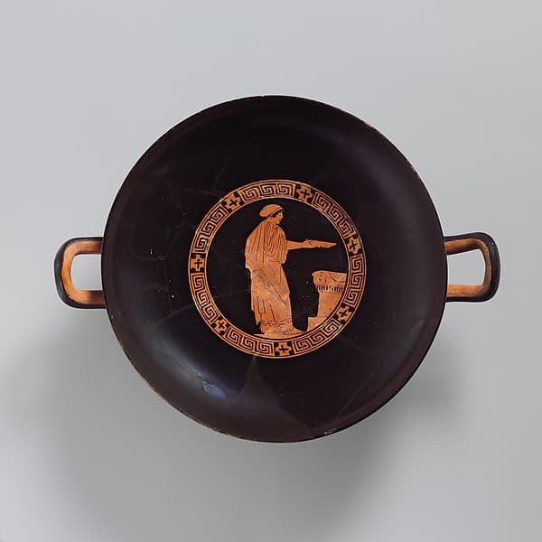 Terracotta kylix (drinking cup), by Painter of London E 100