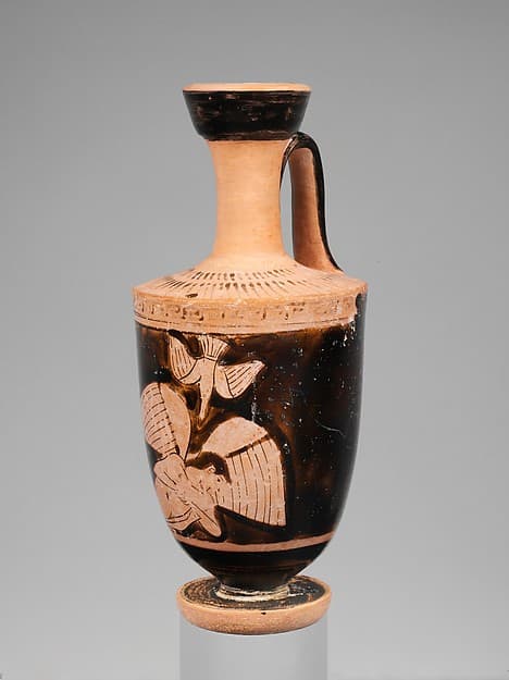 Terracotta lekythos (oil flask), by Icarus Painter