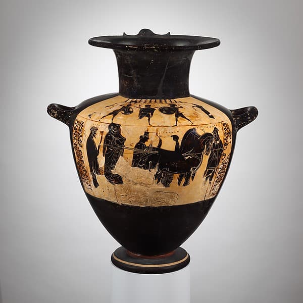 Terracotta hydria (water jar), by Mastos Painter