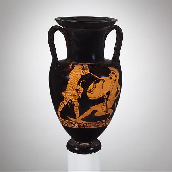 Terracotta Nolan neck-amphora (jar), by Alkimachos Painter