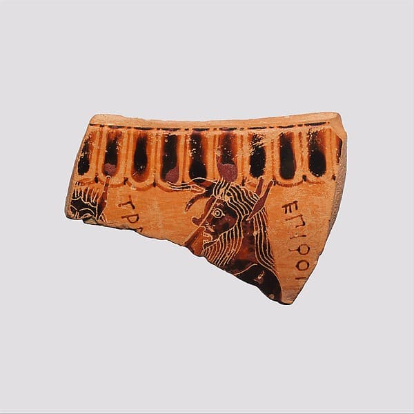 Fragment of a terracotta krater or dinos (bowl for mixing wine and water), by Sophilos
