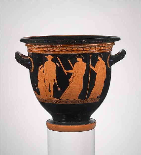 Terracotta bell-krater (bowl for mixing wine and water), by Persephone Painter