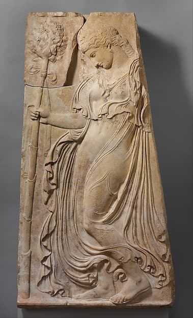 Marble relief with a dancing maenad, by Kallimachos