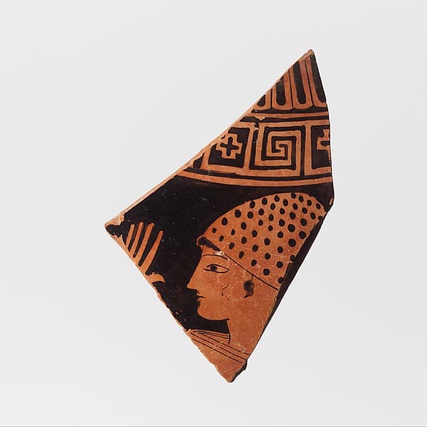 Fragment of a terracotta lebes gamikos (round-bottomed bowl with handles and stand used in weddings), by Mannerists