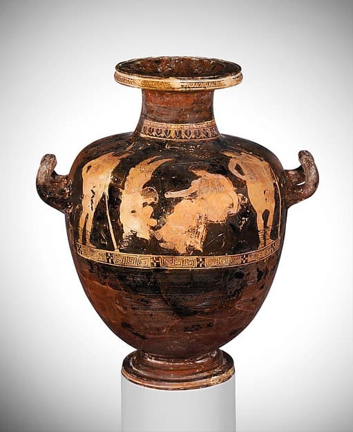 Terracotta hydria: kalpis (water jar), by Washing Painter