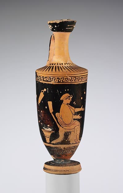Terracotta lekythos (oil flask), by Carlsruhe Painter