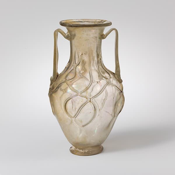 Glass jar with two handles (amphora)