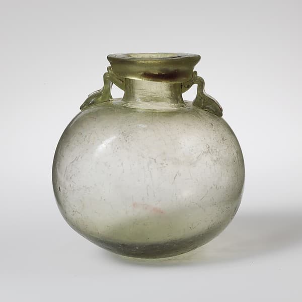 Glass aryballos (oil bottle)