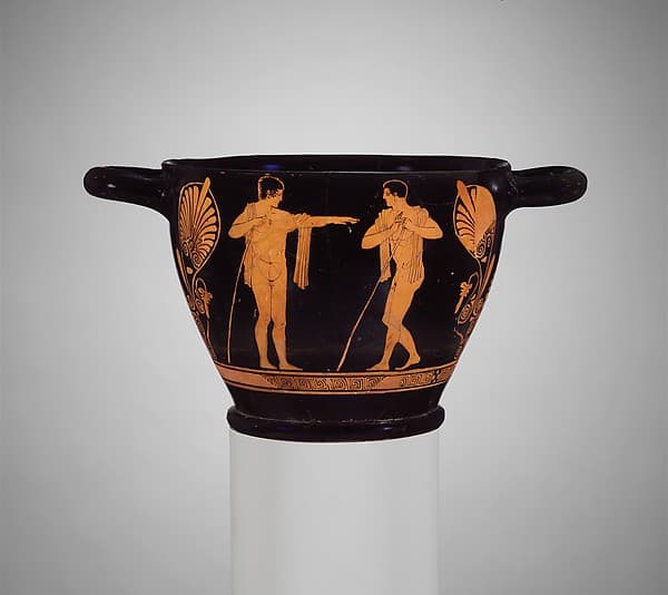 Terracotta skyphos (deep drinking cup), by Painter of London E 777