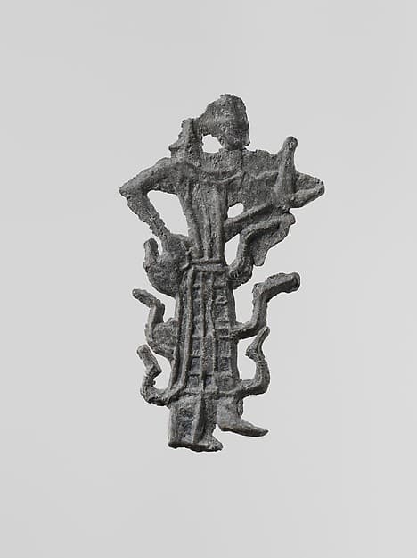 Lead figure of a goddess with an aegis, probably Athena