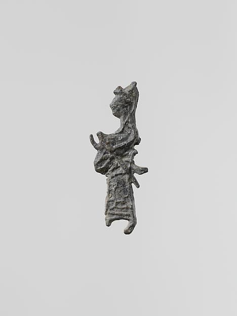 Lead figure of a goddess with spear and aegis, probably Athena