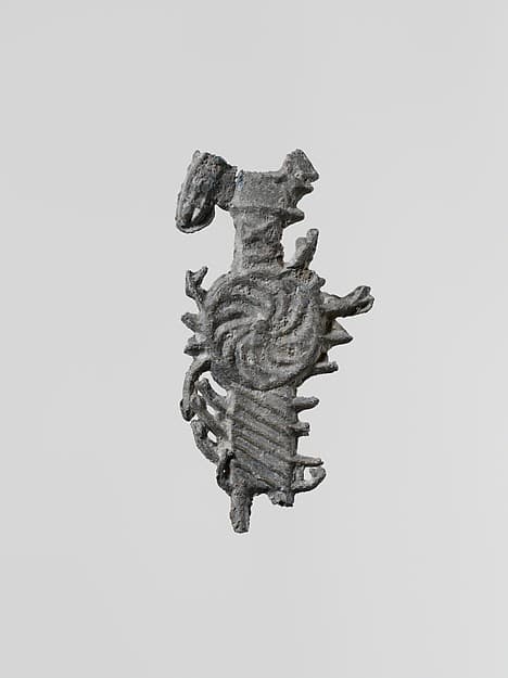 Lead figure of a goddess with a shield, spear, and aegis, probably Athena