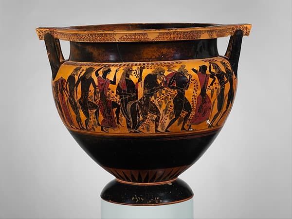 Terracotta column-krater (bowl for mixing wine and water), by Lydos