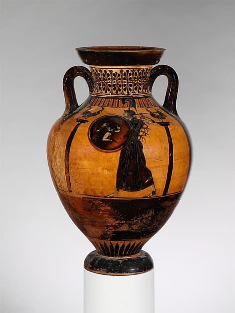 Terracotta Panathenaic prize amphora, by Leagros Group
