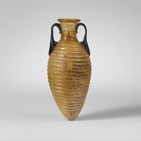 Glass amphoriskos with horizontal ribs