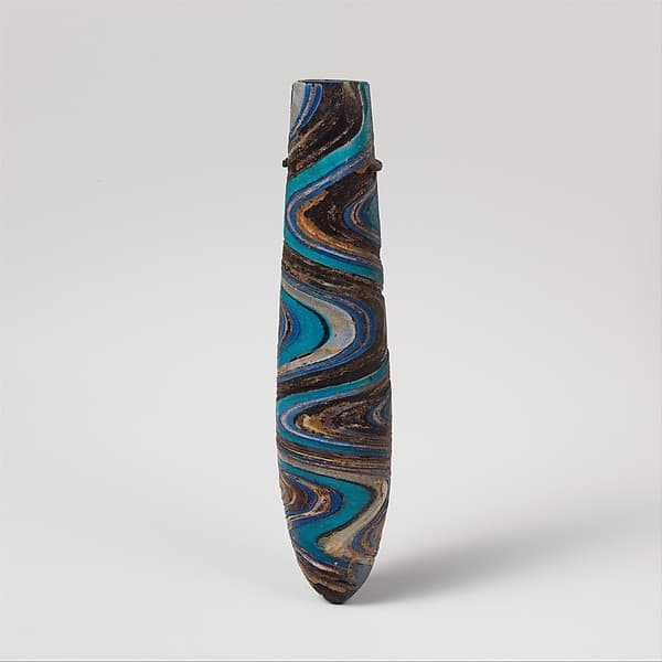 Glass gold-band mosaic alabastron (perfume bottle)