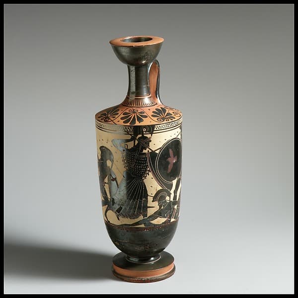 Terracotta lekythos (oil flask), by Athena Painter