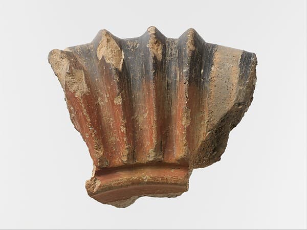 Terracotta rim or handle from a large vase
