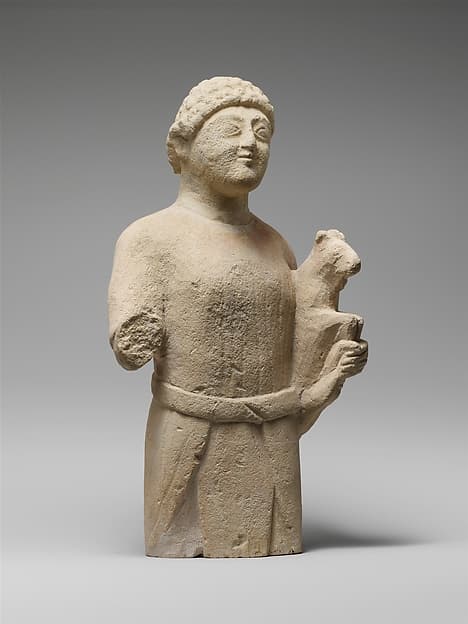 Limestone statuette of a male votary (worshipper)