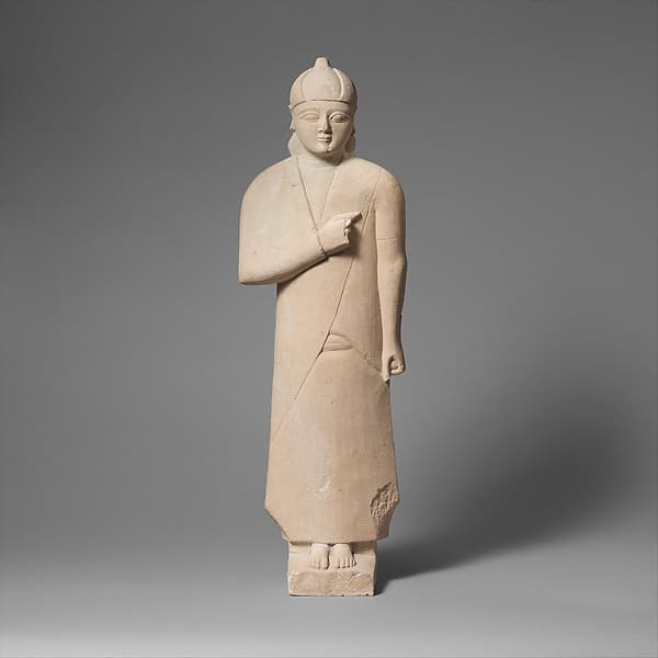 Limestone statuette of a male votary (worshipper)