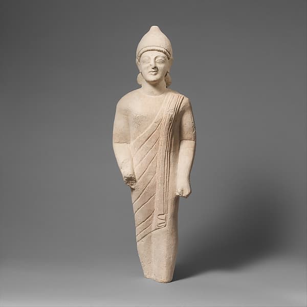 Limestone statuette of a male votary (worshipper)
