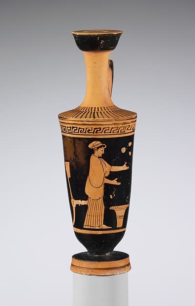 Terracotta lekythos (oil flask), by Carlsruhe Painter