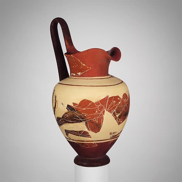 Terracotta oinochoe (jug), by Painter of the Vienna Stamnos 318