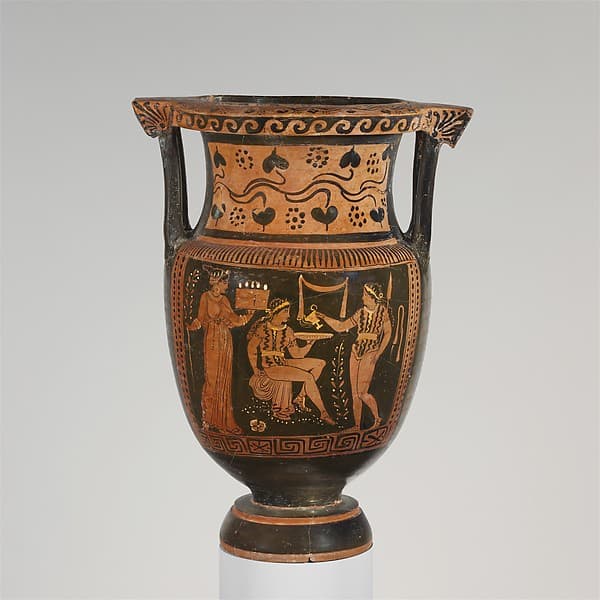 Terracotta column-krater (mixing bowl), by Rueff Painter