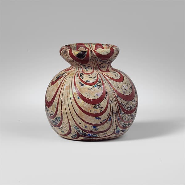 Glass jar with marvered trails
