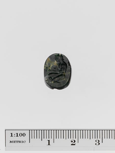 Moss agate scaraboid seal