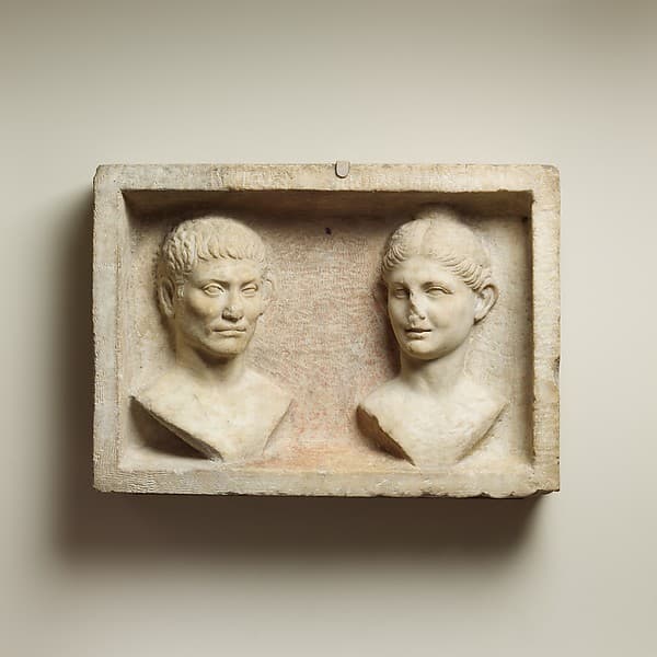 Marble grave relief with two portrait busts