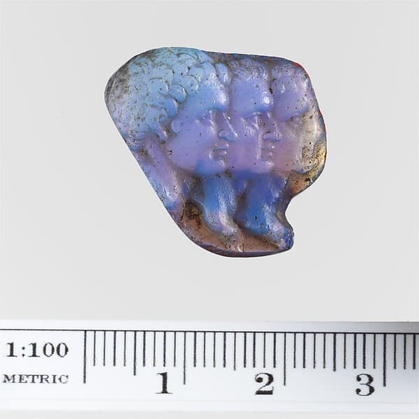 Cameo glass with three portrait heads