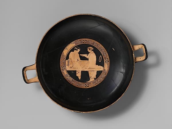 Terracotta kylix (drinking cup), by Painter of Brussels R 330