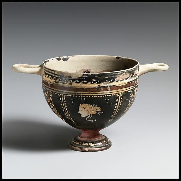 Terracotta skyphos (deep drinking cup), by Ambrosiana Painter
