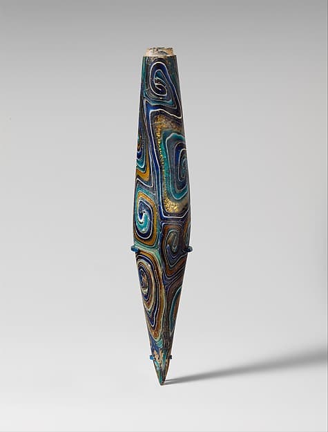 Glass gold-band mosaic alabastron (perfume bottle)