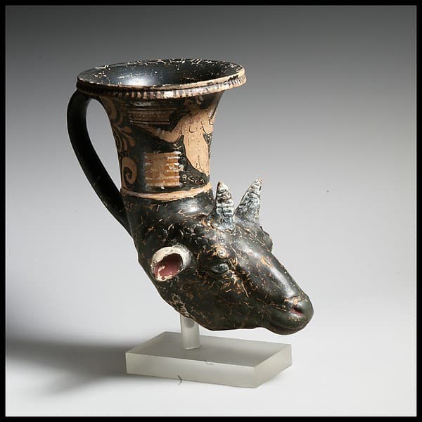 Terracotta rhyton (vase for libations or drinking), by Patera-Ganymede Workshop