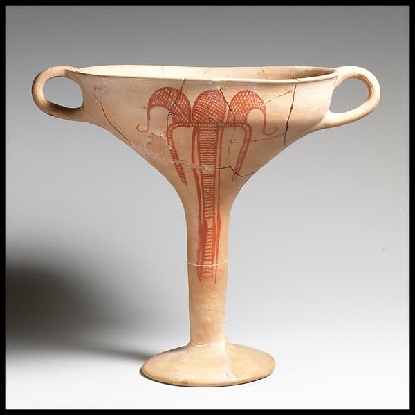 Terracotta kylix (drinking cup) with flower