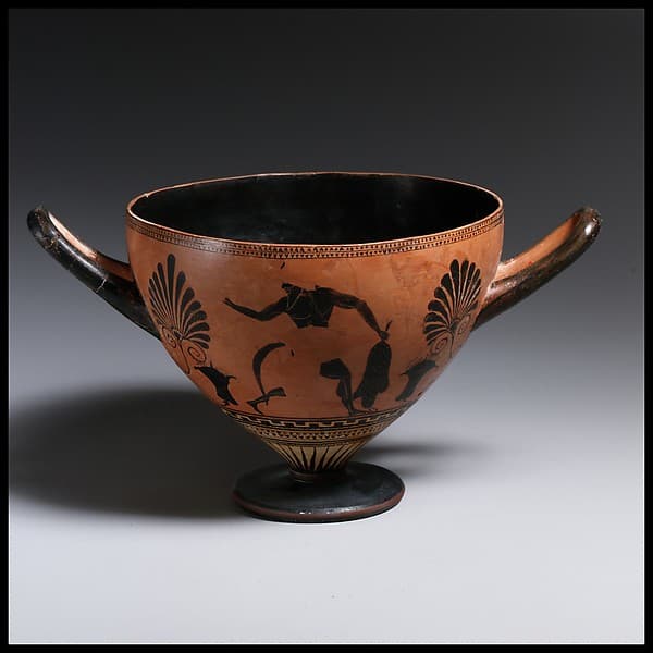 Terracotta skyphos (deep drinking cup), by Psiax