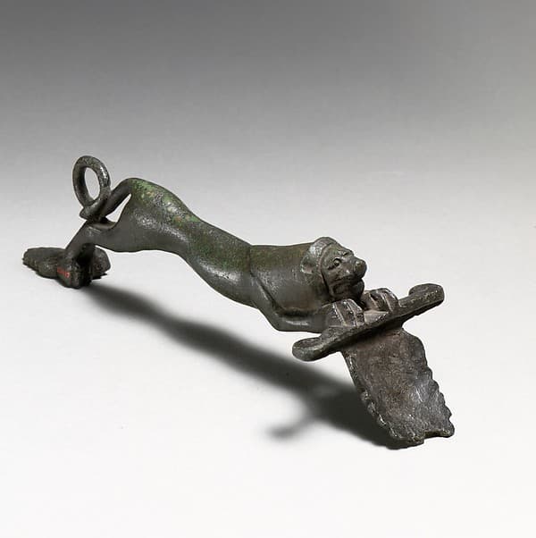 Bronze handle of a patera (shallow bowl)