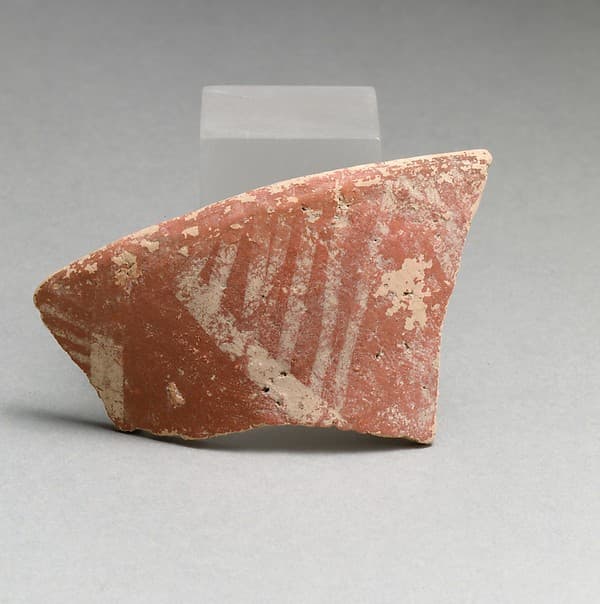 Terracotta rim fragment with linear motifs