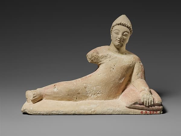 Limestone statuette of a recumbent votary (worshipper)