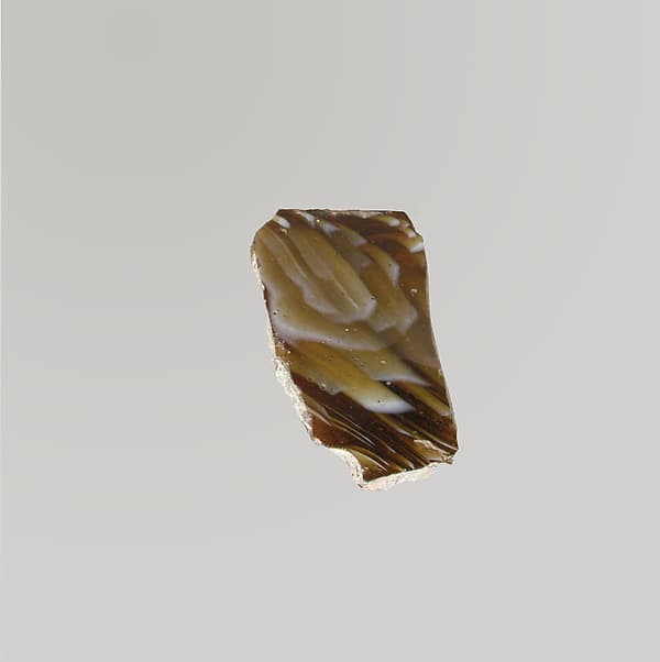 Glass mosaic ribbed bowl fragment